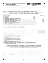 Schedule II Full Year Nonresident Tax Calculation - Rhode Island, Page 2