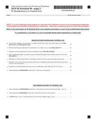 Schedule M Ri Modifications to Federal Agi - Rhode Island, Page 2