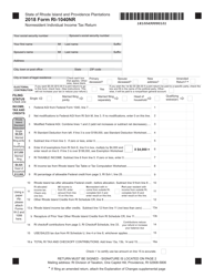 Form RI-1040NR Nonresident Individual Income Tax Return - Rhode Island