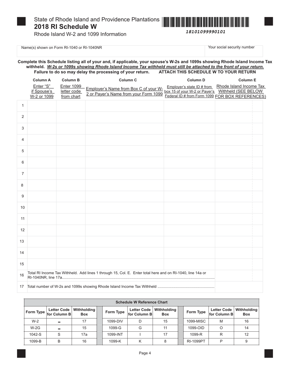 Form RI-1040NR Nonresident Individual Income Tax Return - Rhode Island, Page 4