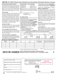 Document preview: Form RI-1040ES Resident and Nonresident Estimated Payment Coupon - Rhode Island