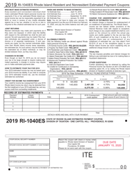 Form RI-1040ES Resident and Nonresident Estimated Payment Coupon - Rhode Island