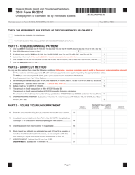 Document preview: Form RI-2210 Underpayment of Estimated Tax by Individuals, Estates - Rhode Island
