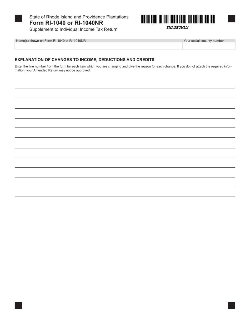 Supplement to Individual Income Tax Return (Form Ri-1040 or Ri-1040nr) - Rhode Island, Page 1