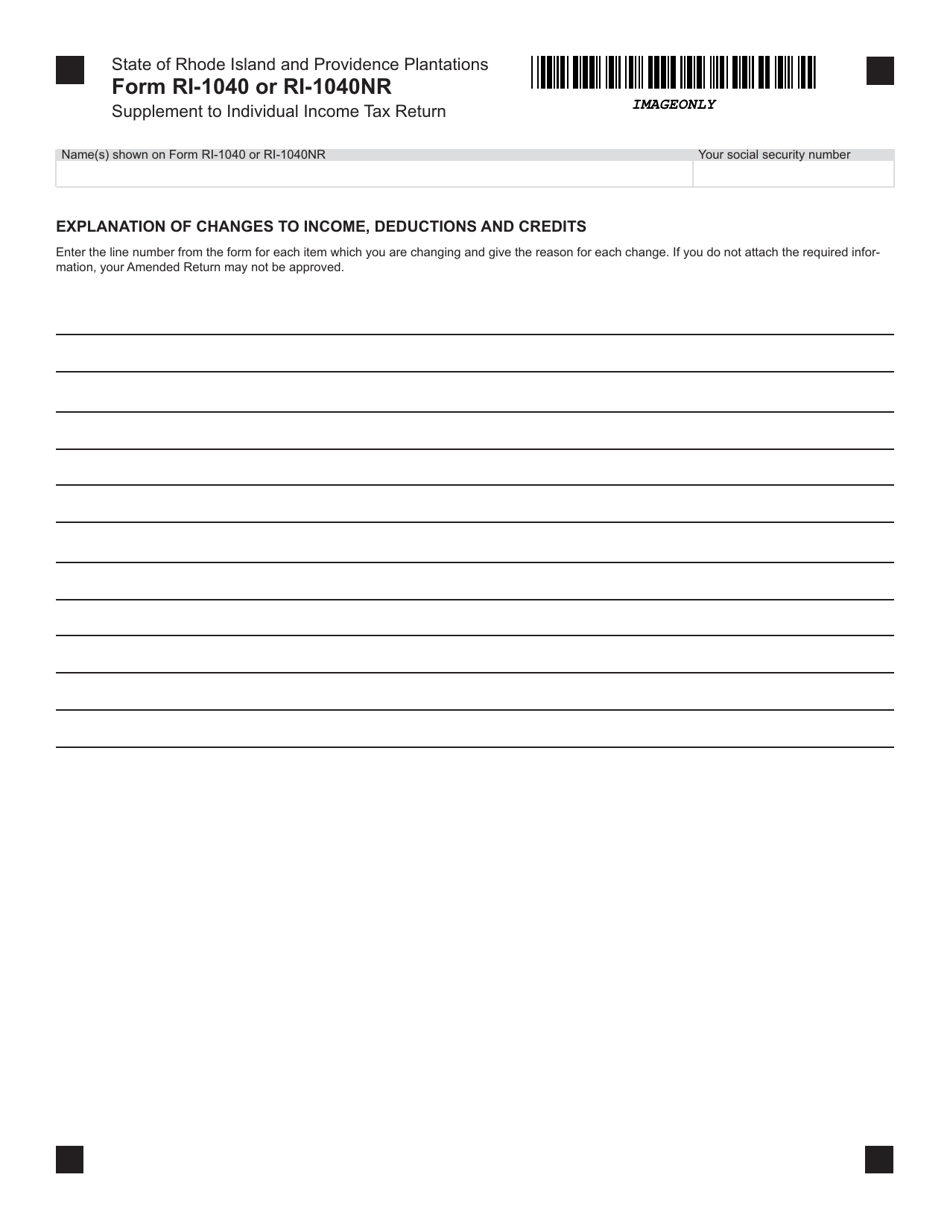 Rhode Island Supplement to Individual Tax Return (Form Ri1040