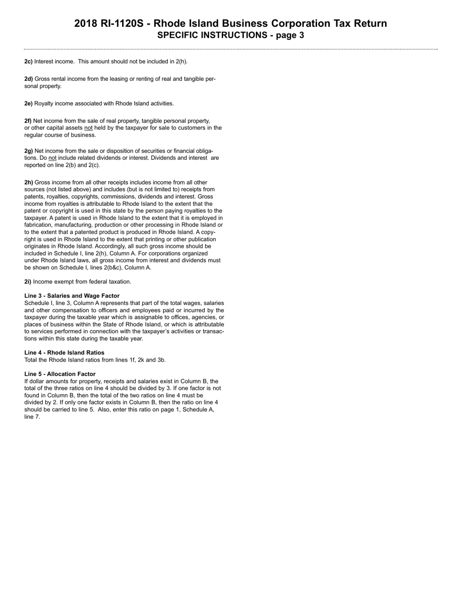 Instructions for Form RI-1120S Rhode Island Business Corporation Tax Return - Rhode Island, Page 3