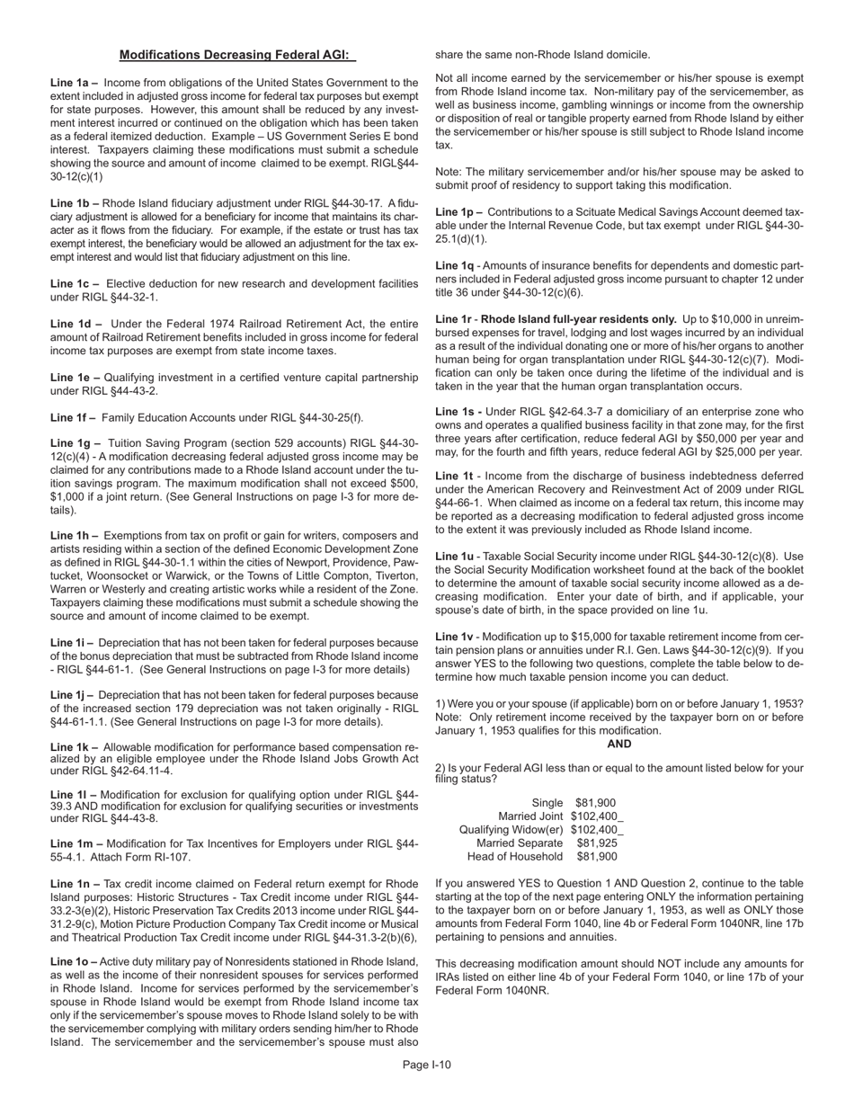 Instructions for Form RI-1040NR Nonresident Individual Income Tax Return - Rhode Island, Page 10