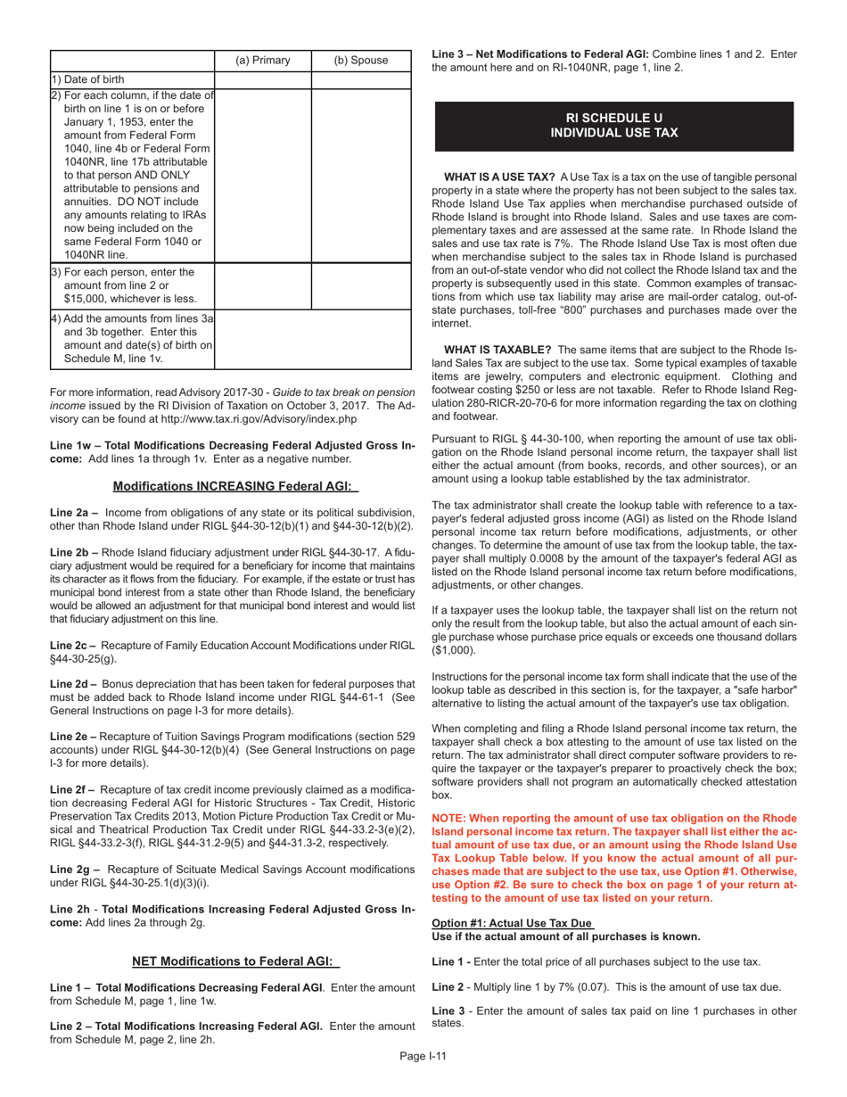 Instructions for Form RI-1040NR Nonresident Individual Income Tax Return - Rhode Island, Page 11
