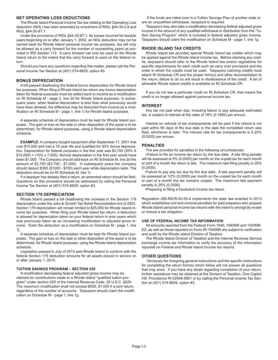 Instructions for Form RI-1040NR Nonresident Individual Income Tax Return - Rhode Island, Page 3