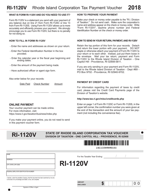 Form RI-1120V 2018 Printable Pdf