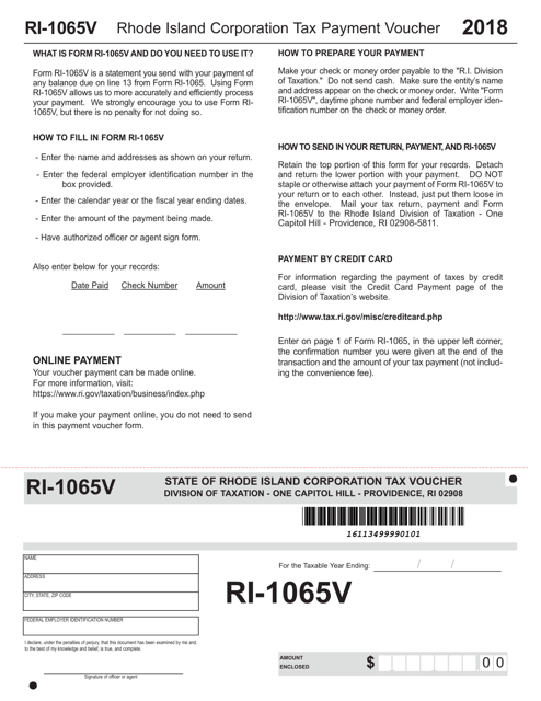 Form RI-1065V 2018 Printable Pdf