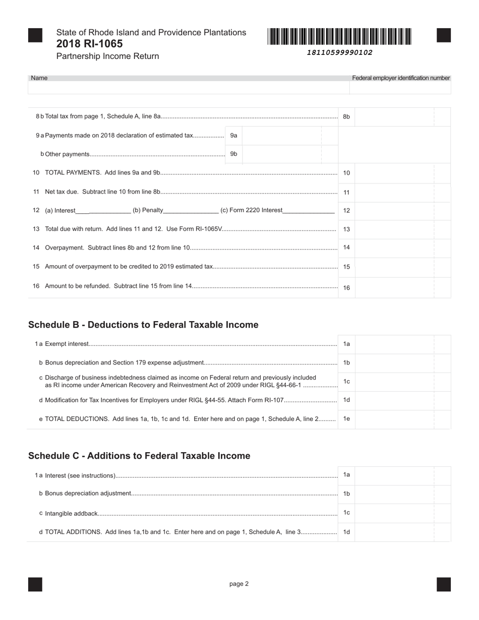 Form RI-1065 Partnership Income Return - Rhode Island, Page 2