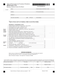 Document preview: Form T-74 Banking Institution Excise Tax Return - Rhode Island