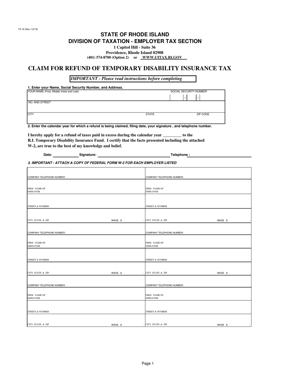 form-tx-16-download-printable-pdf-or-fill-online-claim-for-refund-of