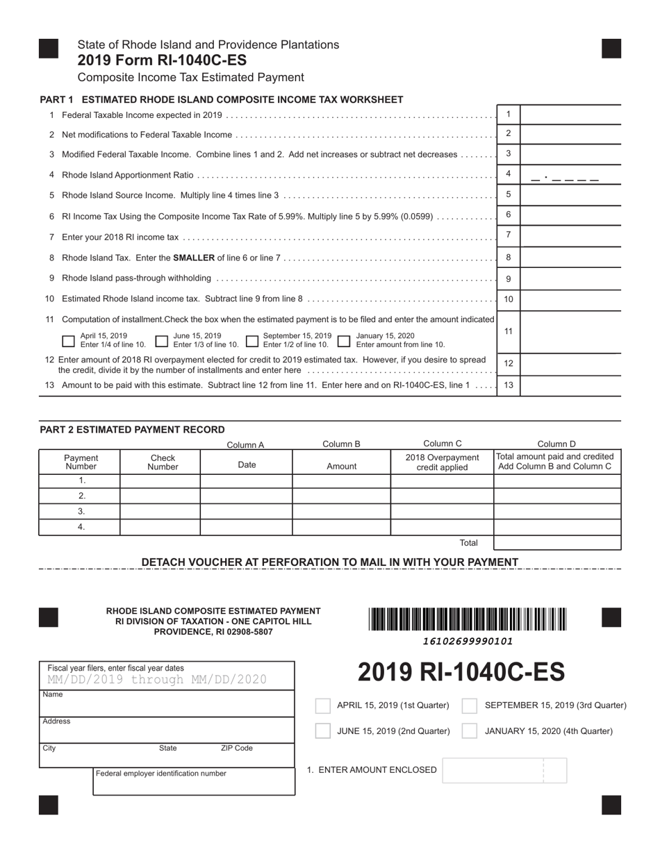 Form RI-1040C-ES Composite Income Tax Estimated Payment - Rhode Island, Page 1