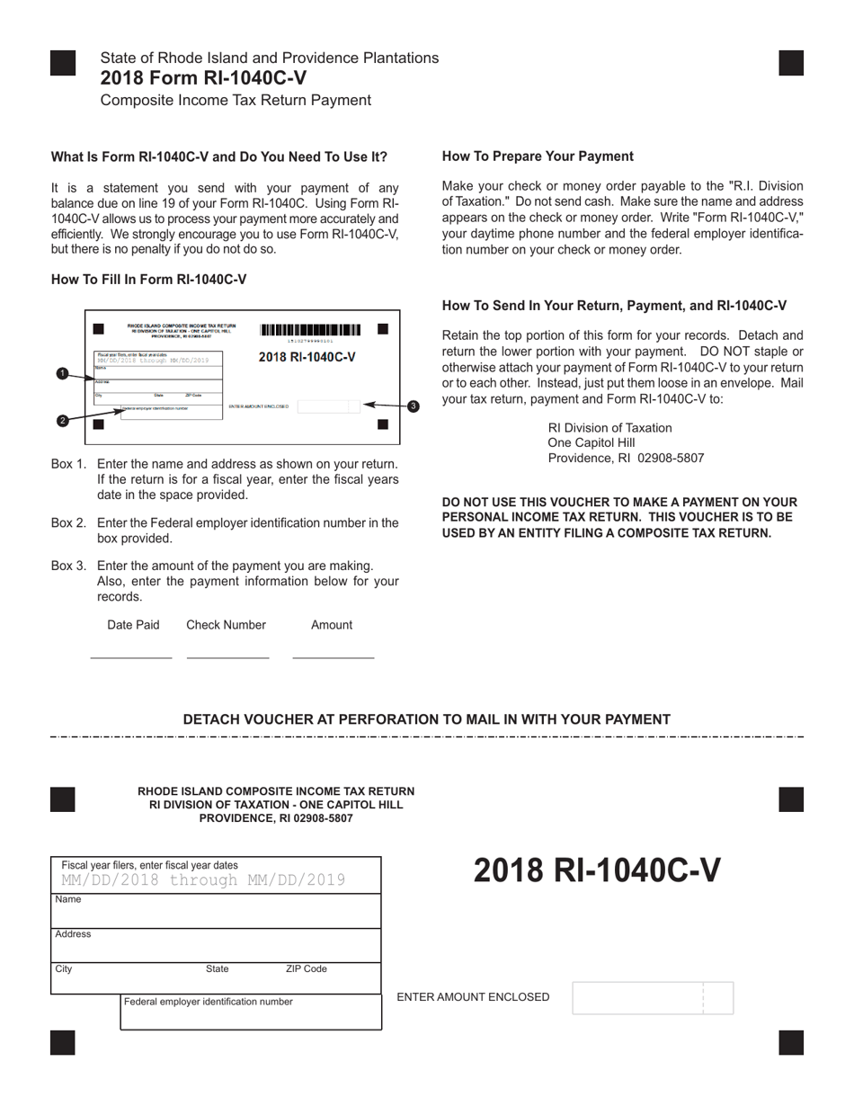 Form RI-1040C-V Composite Income Tax Return Payment - Rhode Island, Page 1