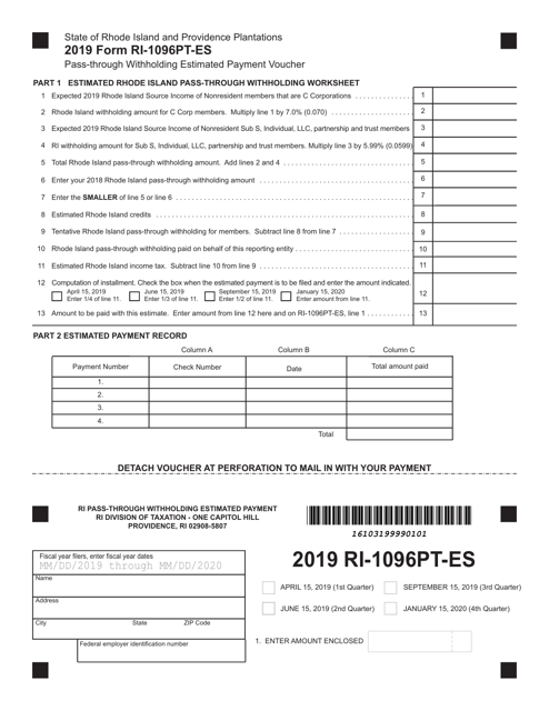 Form RI-1096PT-ES 2019 Printable Pdf
