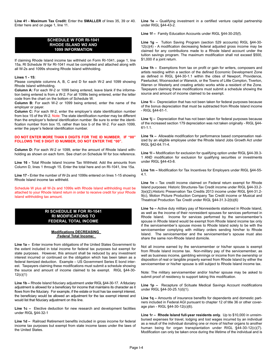 Instructions for Form RI-1041 Fiduciary Income Tax Return - Rhode Island, Page 4