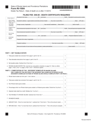 Form RI-100A &quot;Estate Tax for Decedents With a Date of Death on or After January 1, 2015&quot; - Rhode Island