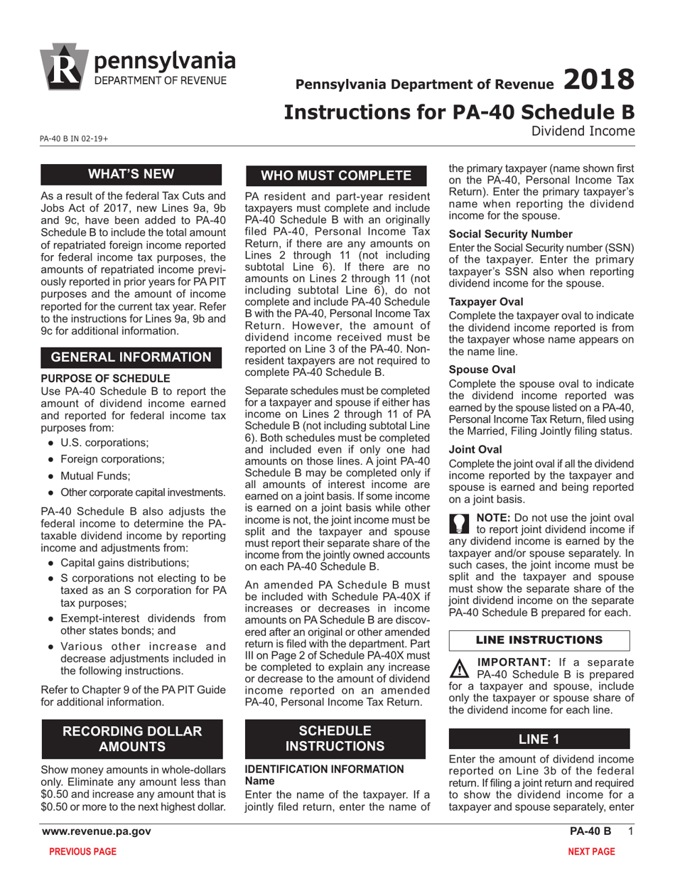 Form PA-40 Schedule B Dividend Income - Pennsylvania, Page 3
