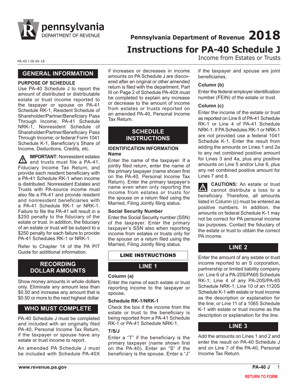 Form PA-40 Schedule J Income From Estates or Trusts - Pennsylvania, Page 3