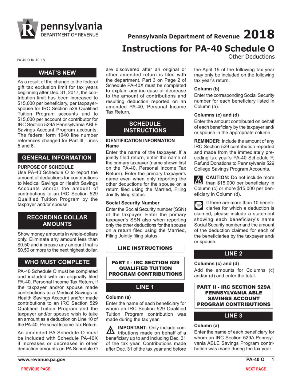 Form PA-40 Schedule O Other Deductions - Pennsylvania, Page 3