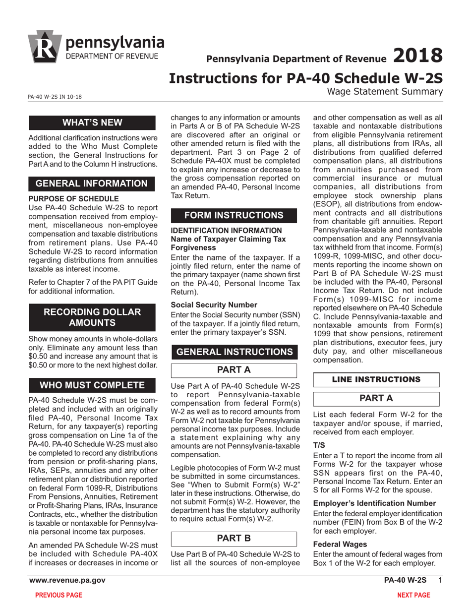 Form PA-40 Schedule W-2S Wage Statement Summary - Pennsylvania, Page 3
