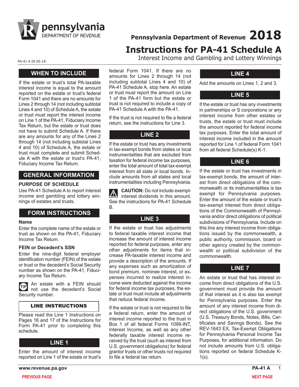 Form PA-41 Schedule A Interest Income and Gambling and Lottery Winnings - Pennsylvania, Page 3