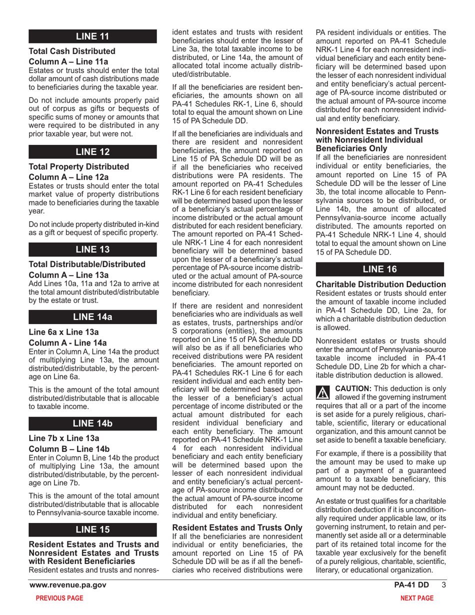 Form PA-41 Schedule DD Distribution Deductions - Pennsylvania, Page 5