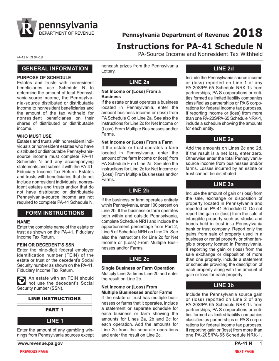 Form PA-41 Schedule N Source Income and Nonresident Tax Withheld - Pennsylvania, Page 3