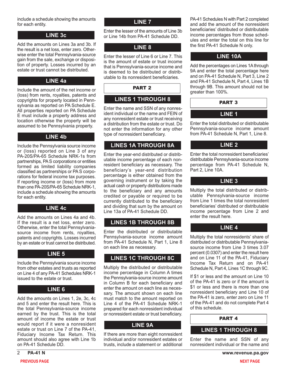 Form PA-41 Schedule N Source Income and Nonresident Tax Withheld - Pennsylvania, Page 4