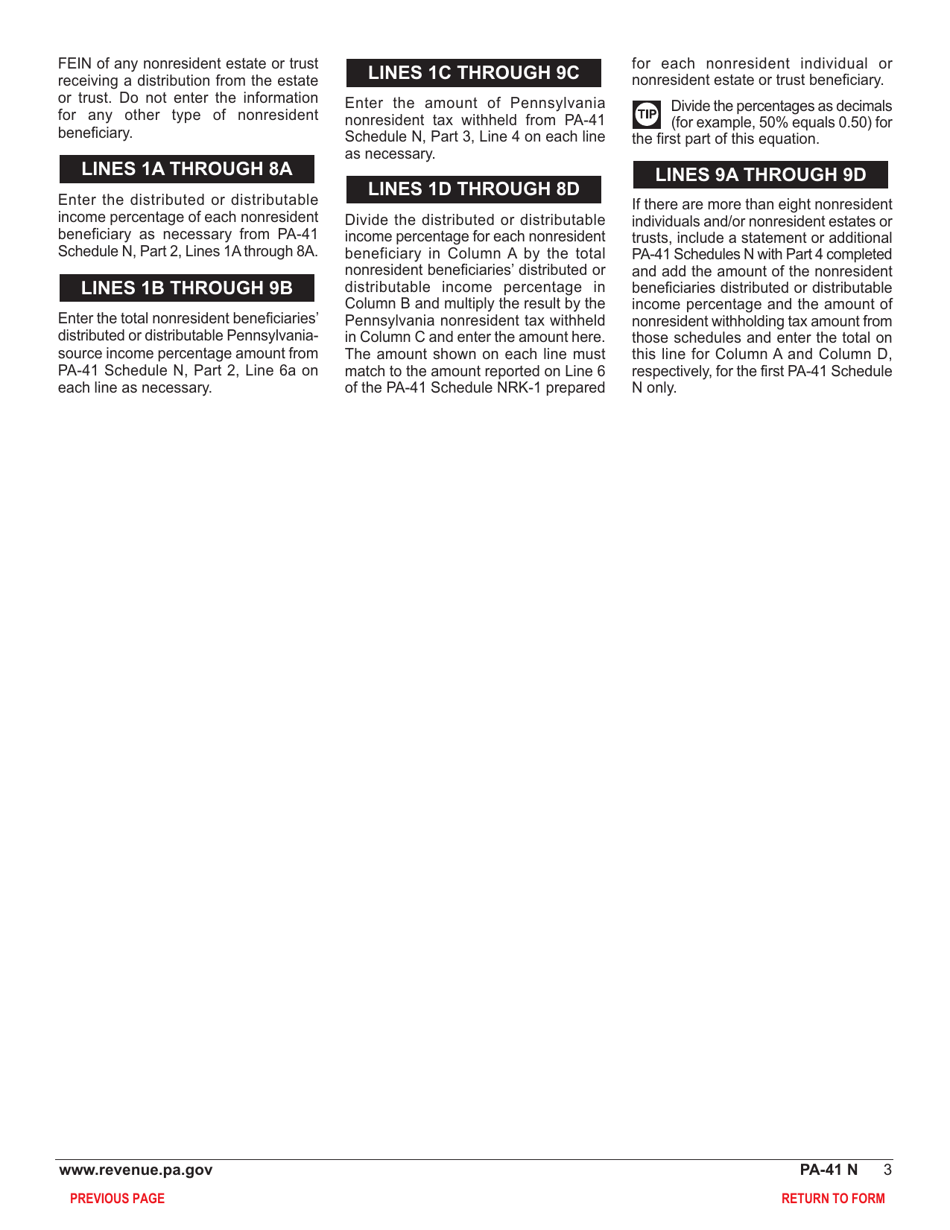 Form PA-41 Schedule N Source Income and Nonresident Tax Withheld - Pennsylvania, Page 5