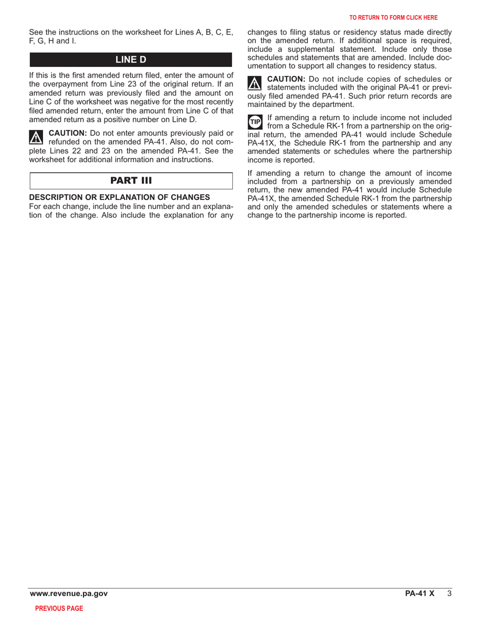 Form PA-41 Schedule PA-41 X Amended Pa Fiduciary Income Tax Schedule - Pennsylvania, Page 5