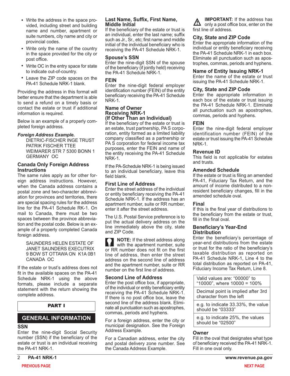Form PA-41 Schedule NRK-1 Nonresident Schedule of Shareholder / Partner / Beneficiary Pass Through Income, Loss and Credits - Pennsylvania, Page 4