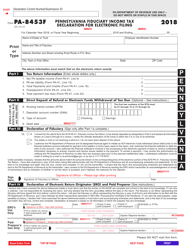 Form PA-8453F Pennsylvania Fiduciary Income Tax Declaration for Electronic Filing - Pennsylvania