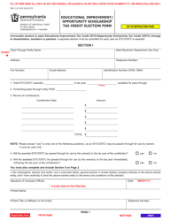Form REV-1123 Educational Improvement/ Opportunity Scholarship Tax Credit Election Form - Pennsylvania