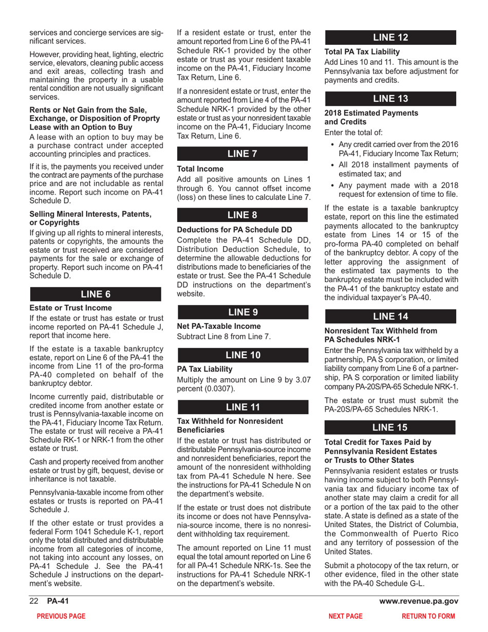 Form PA-41 Pa Fiduciary Income Tax Return - Pennsylvania, Page 24