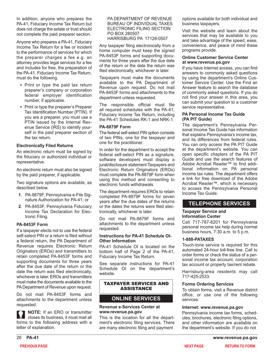 Form PA-41 Pa Fiduciary Income Tax Return - Pennsylvania, Page 28