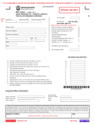 Form RCT-121A Gross Premiums Tax - Domestic Casualty, Fire or Life Insurance Companies - Pennsylvania