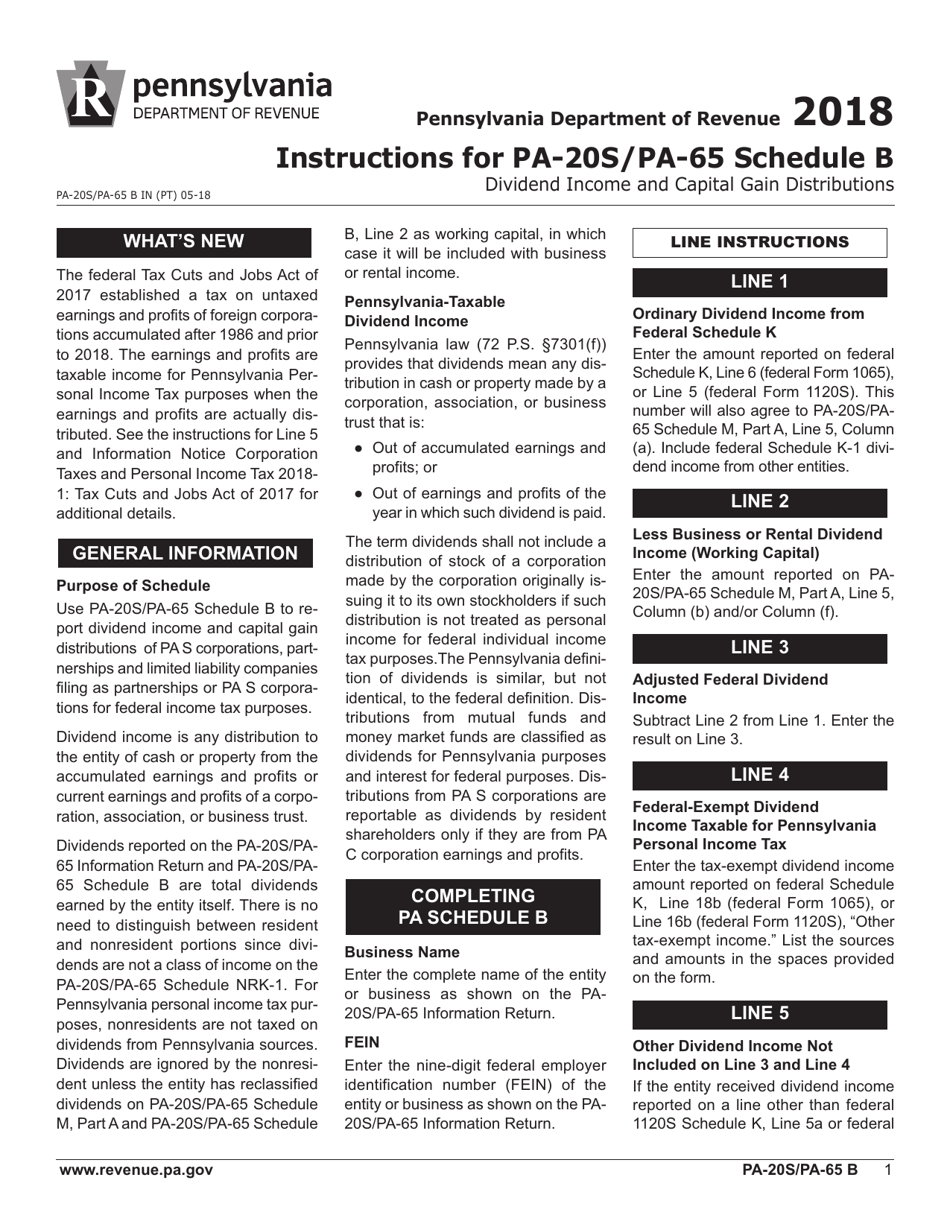 Form PA-20S (PA-65 B) Schedule B Dividend Income and Capital Gain Distributions - Pennsylvania, Page 3