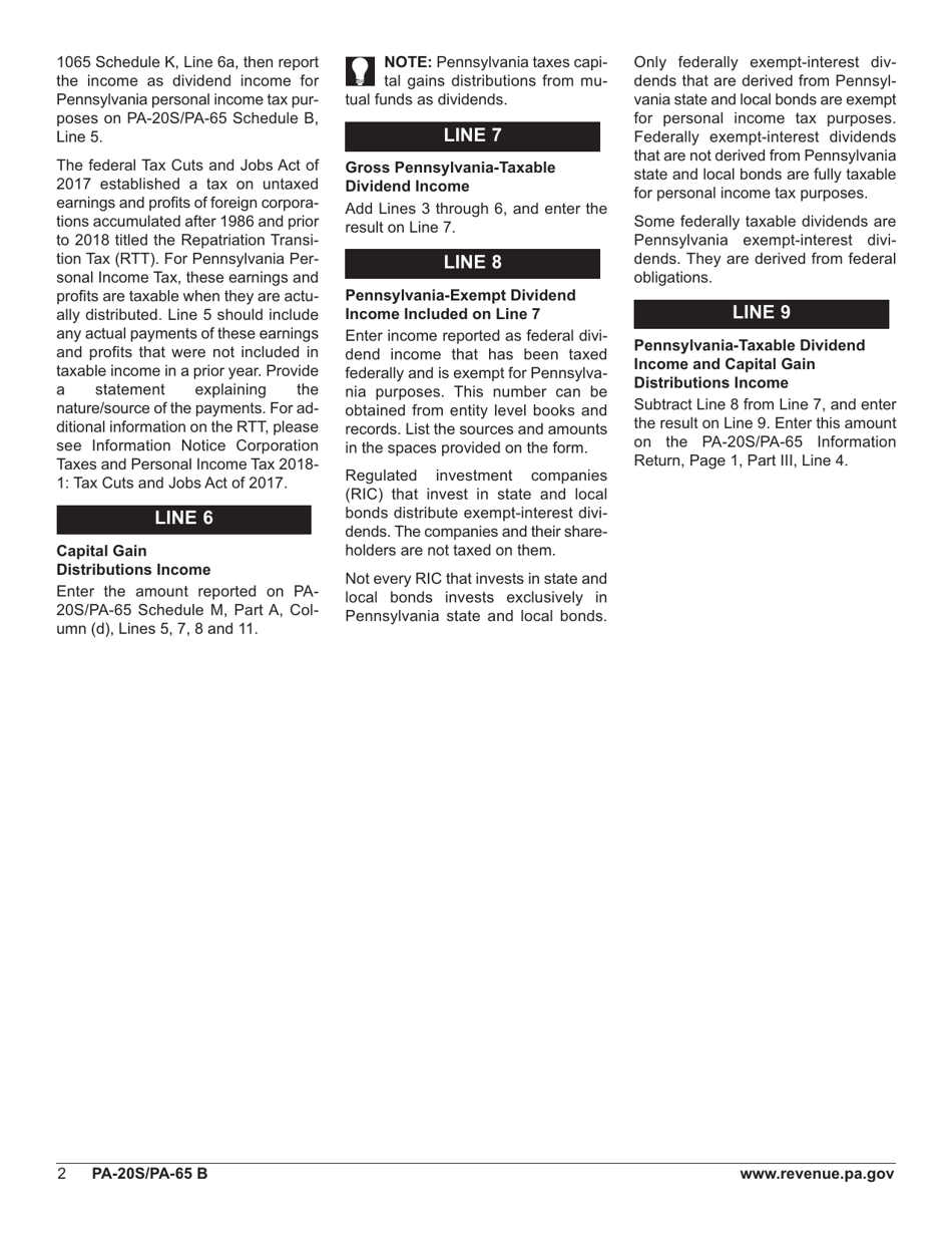 Form PA-20S (PA-65 B) Schedule B Dividend Income and Capital Gain Distributions - Pennsylvania, Page 4