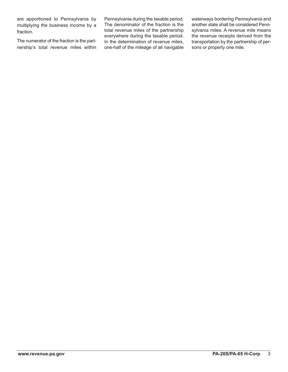 Form PA-20S (PA-65 H-CORP) Schedule H-CORP Corporate Partner Apportioned Business Income (Loss) - Pennsylvania, Page 5
