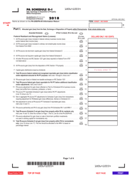 Document preview: Form PA-20S (PA-65 D) Schedule D Sale, Exchange or Disposition of Property Within Pennsylvania - Pennsylvania, 2018