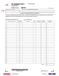 Form PA-40 Schedule NRC-I &quot;Directory of Nonresident Owners (Individuals)&quot; - Pennsylvania, 2018