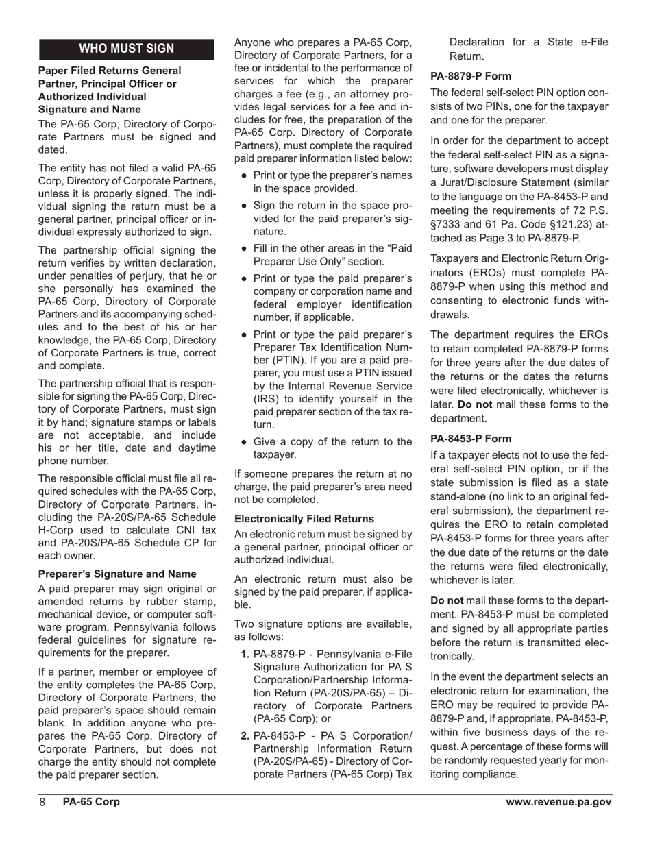 Form PA-65 CORP Directory of Corporate Partners - Pennsylvania, Page 10