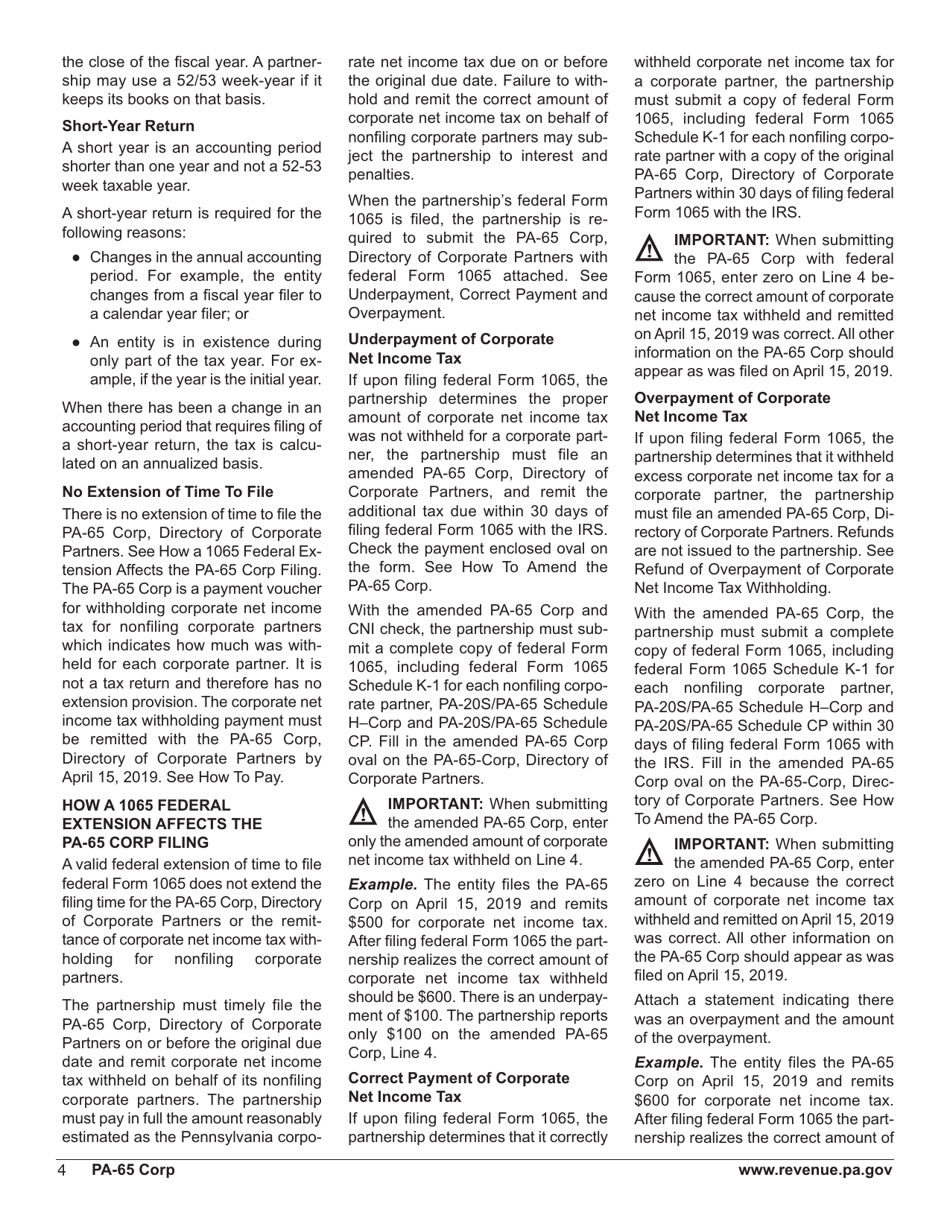 Form PA-65 CORP Directory of Corporate Partners - Pennsylvania, Page 6