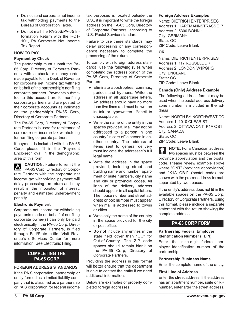 Form PA-65 CORP Directory of Corporate Partners - Pennsylvania, Page 8