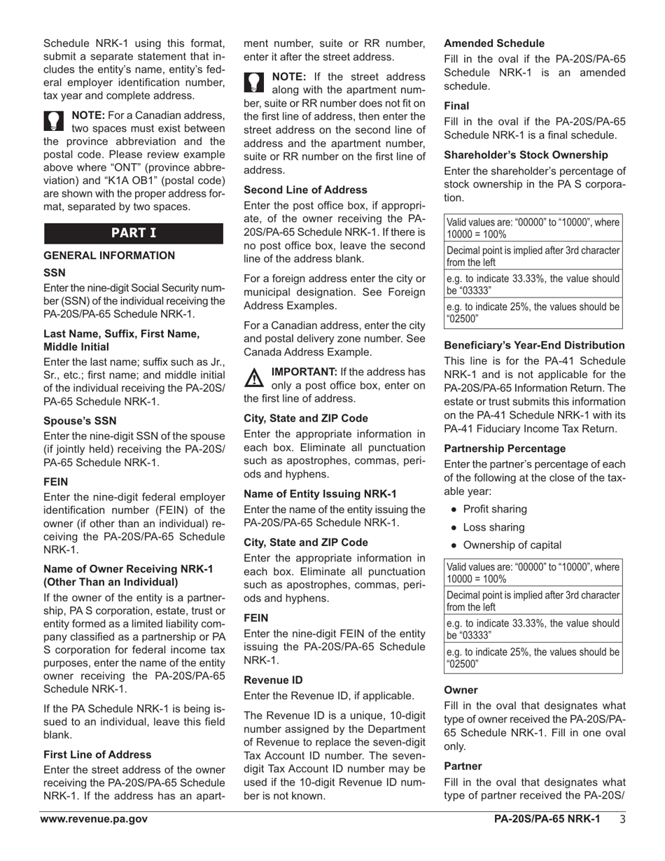 Form PA-20S (PA-65 NRK-1) Schedule NRK-1 Nonresident Schedule of Shareholder / Partner / Beneficiary Pass Through Income, Loss and Credits - Pennsylvania, Page 5
