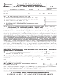 Form PA-8879P Pennsylvania E-File Signature Authorization for Pa S Corporation/Partnership Information Return (Pa-20s/Pa-65) - Directory of Corporate Partners (Pa-65 Corp) - Pennsylvania