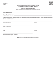 OTC Form BM-26 Application for Certificate of Title for a Boat or Outboard Motor - Oklahoma, Page 2